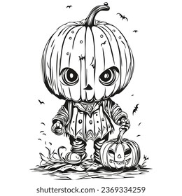 halloween hand drawn vector pumpkin Jack