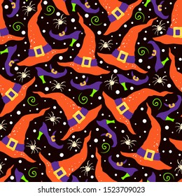 Halloween hand drawn vector seamless pattern.