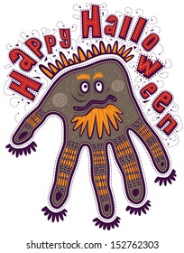 Halloween, the hand in the form of ghosts. Of the hand written Happy Halloween.