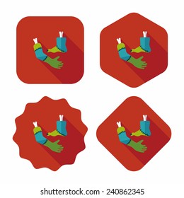 Halloween hand and leg flat icon with long shadow, eps10