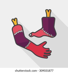 Halloween hand and leg flat icon with long shadow,eps10