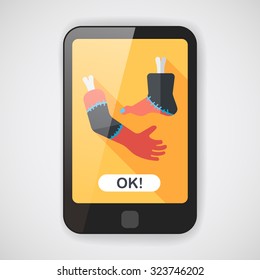 Halloween hand and leg flat icon with long shadow,eps10