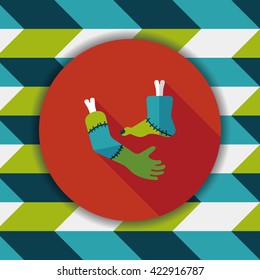 Halloween hand and leg flat icon with long shadow,eps10