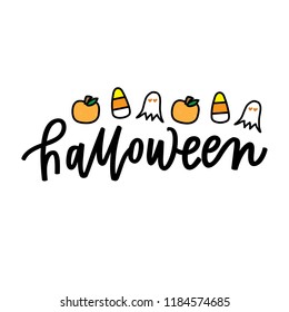 Halloween hand lettering and festive illustrations