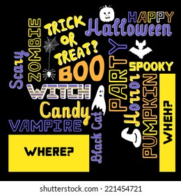 Halloween Hand Lettering Invitation Vector Card