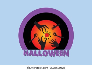 Halloween hand logo and icon design template