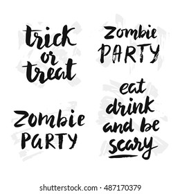 Halloween hand written brush lettering set. Vector illustration. Poster typography design
