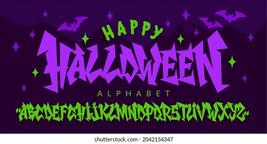 Halloween Hand-drawn Lettering Font Typography Alphabet Type Design For Holiday Party Celebration Vector 