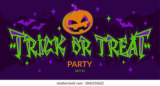 Halloween Hand-drawn Lettering Trick Or Treat Typography Design For Holiday Party Celebration Vector Art