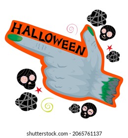 Halloween hands ghost poiting, Illustration vector cartoon