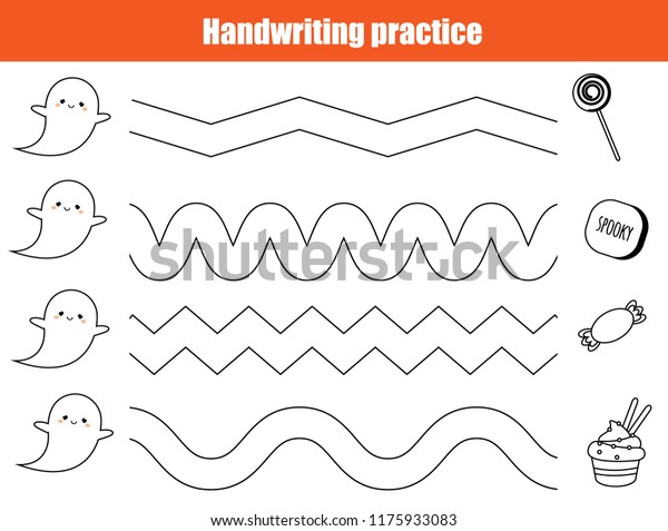 Halloween Handwriting Practice Sheet Educational Children Stock Vector