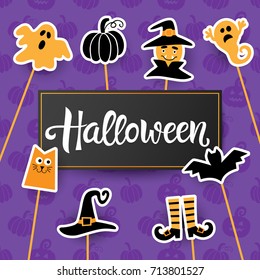 Halloween Handwritten Lettering. Typography Template for Posters, Party Banners, Invitations, Stickers, Gift Cards. Vector illustration