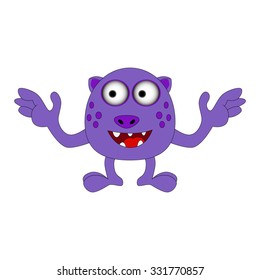 Halloween happy cartoon monster, funny, cute character vector illustration isolated on white background