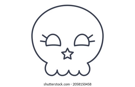 Halloween Happy Skull icon in cartoon and flat style for festive design