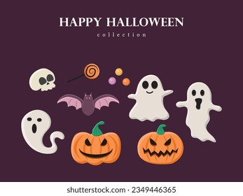 halloween happy vector element horror october cartoon evil haunted pumpkin invite party monster art