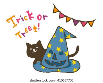 Halloween hat with black cat
