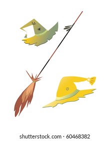 halloween hat and broom