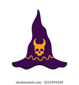 Chapéu de Halloween com caveira de chifre. Boné de decoração demoníaco roxo para festa assustador e projeto de carnaval de férias