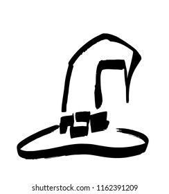 Halloween hat on a white background. The hat of a witch is isolated. Illustration vector