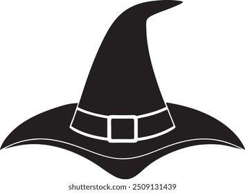 Halloween Hat Silhouette Vector Isolated on White Background, Halloween Costumes with Bats and Hat
