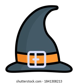 halloween hat vector color line icon