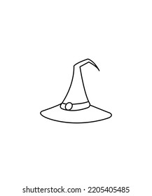 Halloween Hat Vector isolated on white background. line art vector. illustration of hat. Perfect for coloring book, textiles, icon, web, painting, children's books, t-shirt print.