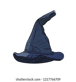 halloween hat witch hat Vector illustration on white background. sketching style