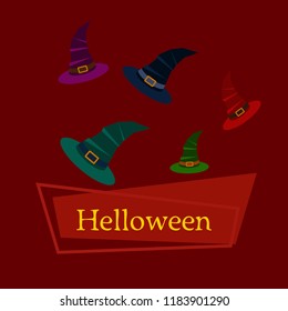 halloween hat witches night vector