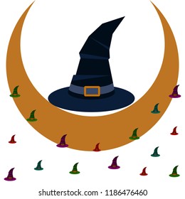 halloween hat witches night vector
