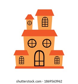 halloween haunted castle building icon vector illustration design