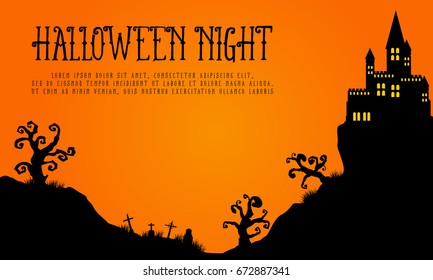 Halloween with haunted castle landscape