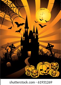 halloween haunted castle vector