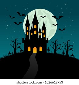 Halloween haunted castle. vector illustration