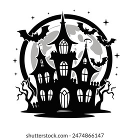 halloween haunted gothic house silhouette