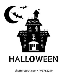 Halloween haunted house card