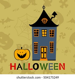 Halloween haunted house card