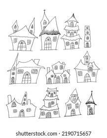 Halloween Haunted House Clipart Hand Drawn Doodle Art For Halloween Costume Holiday Gift Idea