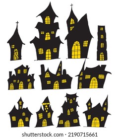 Halloween Haunted House Clipart Hand Drawn Doodle Art For Halloween Costume Holiday Gift Idea