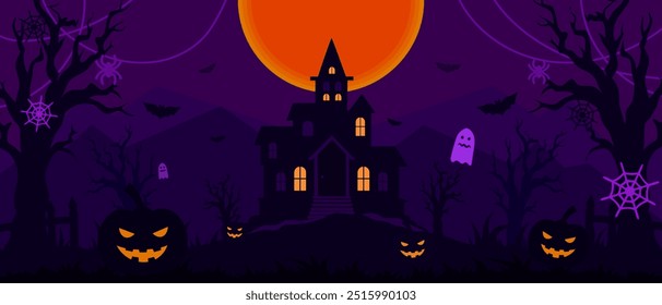 Halloween haunted house horror vector background