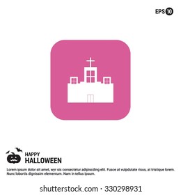 Halloween haunted House Icon. Halloween Flat Color Icon.  simple minimal, flat, solid, mono, monochrome, plain, contemporary style. Vector illustration web internet design elements
