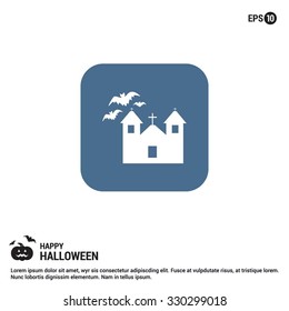 Halloween haunted House Icon. Halloween Flat Color Icon.  simple minimal, flat, solid, mono, monochrome, plain, contemporary style. Vector illustration web internet design elements