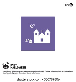 Halloween haunted House Icon. Halloween Flat elements collection.  simple minimal, flat, solid, mono, monochrome, plain, contemporary style. Vector illustration web internet design elements
