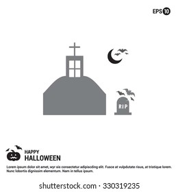 Halloween haunted House Icon. Halloween Gray Scale Icons.  simple minimal, flat, solid, mono, monochrome, plain, contemporary style. Vector illustration web internet design elements