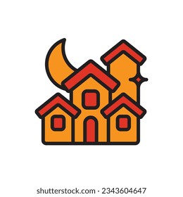 Halloween Haunted House Icon Vector Illustration