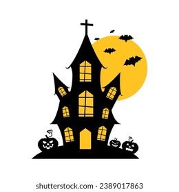 Halloween Haunted House Icon Vector Design.