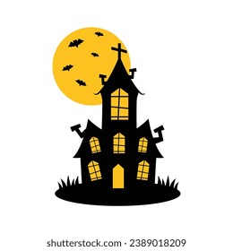 Halloween embrujó el diseño de vectores de iconos de la casa.