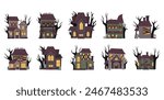 Halloween Haunted House Illustration Set