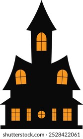 Halloween Haunted House Isolated on White Background. Vector Illustration.