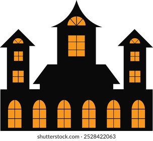 Halloween Haunted House einzeln auf weißem Hintergrund. Vektorgrafik.