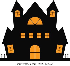 Halloween Haunted House Isolated on White Background. Vector Illustration.